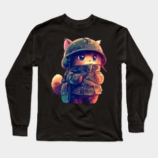 Funny soldier cat Long Sleeve T-Shirt